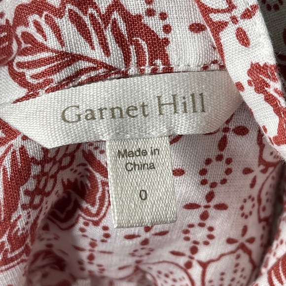 Garnet Hill Floral Button Up Top Women’s Size 0 European Flax Linen Long Sleeve - Picture 7 of 8